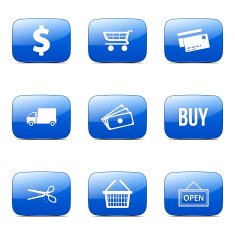 Shopping Sign Square Vector Blue Icon Design Set N3