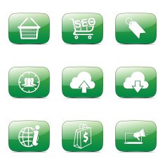 SEO Internet Sign Square Vector Green Icon Design Set 7 N4