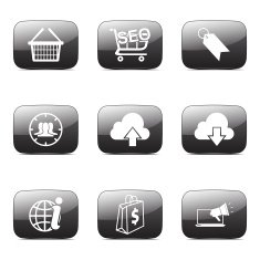SEO Internet Sign Square Vector Black Icon Design Set 7 N4