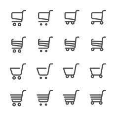 shopping cart icon set line version vector eps10 N2
