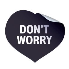 Black vector heart and sticker DON'T WORRY