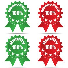 Labels money back quality with shadow vector