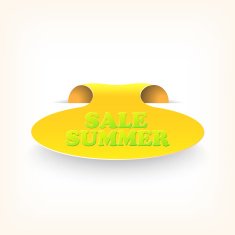 Realistic curved ribbon icon sale summer Vector illustration N2