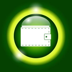 Wallet with cash simple icon on green background Vector illustration
