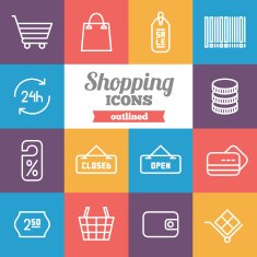Set of flat shopping icons N3