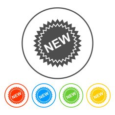 Flat New label icon vector illustration N6