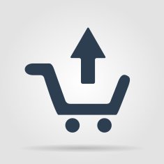 shopping cart Flat black Simple Icon with long shadow