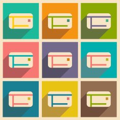Flat with shadow icon and mobile applacation credit card