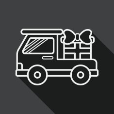 shopping cart flat icon with long shadow line