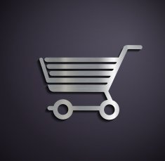 Flat metallic logo shopping cart