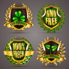 Golden badges with laurel wreath N7
