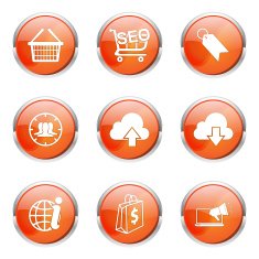 SEO Internet Sign Orange Vector Button Icon Design Set 7 N4