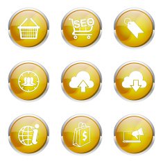 SEO Internet Sign Yellow Vector Button Icon Design Set 7 N4