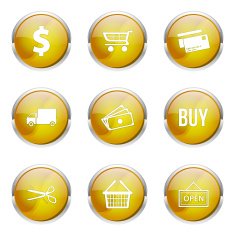 Shopping Sign Yellow Vector Button Icon Design Set N3