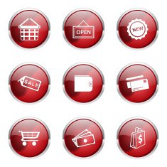 Shopping Sign Red Vector Button Icon Design Set 2 N4