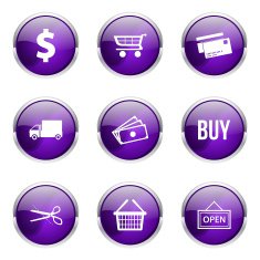 Shopping Sign Violet Vector Button Icon Design Set N5