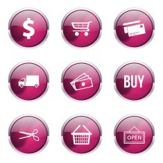 Shopping Sign Pink Vector Button Icon Design Set N5
