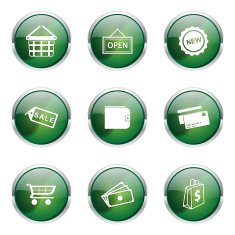 Shopping Sign Green Vector Button Icon Design Set 2 N4
