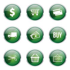 Shopping Sign Green Vector Button Icon Design Set N5