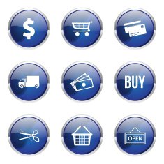Shopping Sign Blue Vector Button Icon Design Set N4