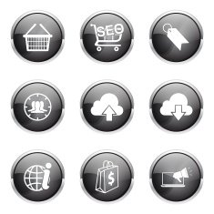 SEO Internet Sign Black Vector Button Icon Design Set 7 N5