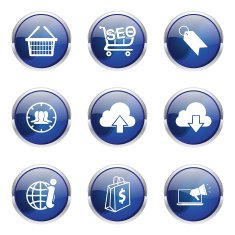 SEO Internet Sign Blue Vector Button Icon Design Set 7 N5