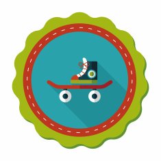 Skateboard flat icon with long shadow N5