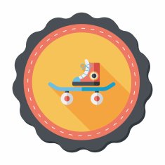 Skateboard flat icon with long shadow N6