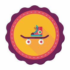 Skateboard flat icon with long shadow N7