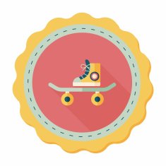 Skateboard flat icon with long shadow N8