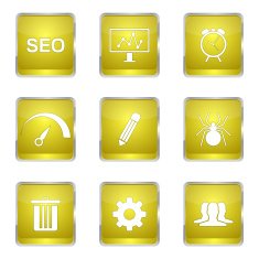 SEO Internet Sign Square Vector Yellow Icon Design Set 8 N5