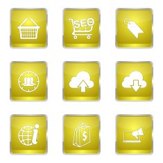 SEO Internet Sign Square Vector Yellow Icon Design Set 7 N4