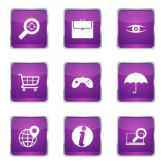 SEO Internet Sign Square Vector Violet Icon Design Set 10 N5