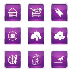 SEO Internet Sign Square Vector Violet Icon Design Set 7 N5