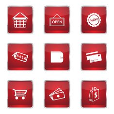Shopping Sign Square Vector Red Icon Design Set 2 N5