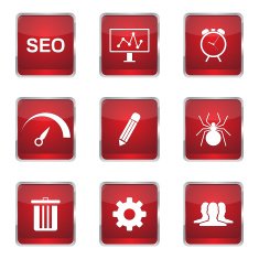SEO Internet Sign Square Vector Red Icon Design Set 8 N5
