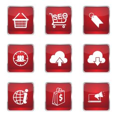 SEO Internet Sign Square Vector Red Icon Design Set 7 N4