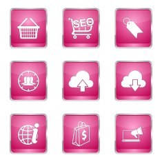 SEO Internet Sign Square Vector Pink Icon Design Set 7 N5