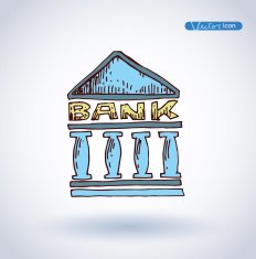 Bank icon hand drawn illustration N4