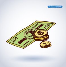 Money icon hand drawn illustration