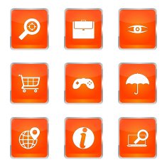 SEO Internet Sign Square Vector Orange Icon Design Set 10 N5