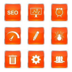 SEO Internet Sign Square Vector Orange Icon Design Set 8 N5