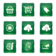 SEO Internet Sign Square Vector Green Icon Design Set 7 N5