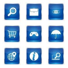 SEO Internet Sign Square Vector Blue Icon Design Set 10 N5