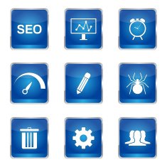 SEO Internet Sign Square Vector Blue Icon Design Set 8 N4