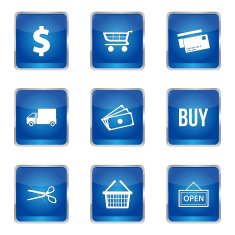 Shopping Sign Square Vector Blue Icon Design Set N4