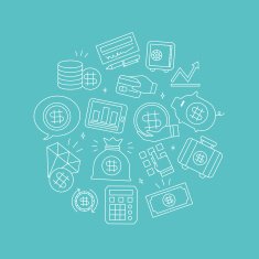 Business finance line icon circle set