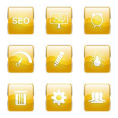 SEO Internet Sign Square Vector Yellow Icon Design Set 8 N6