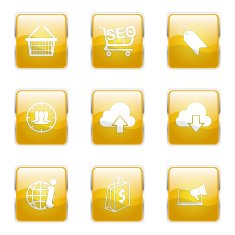 SEO Internet Sign Square Vector Yellow Icon Design Set 7 N5