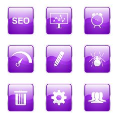 SEO Internet Sign Square Vector Violet Icon Design Set 8 N6